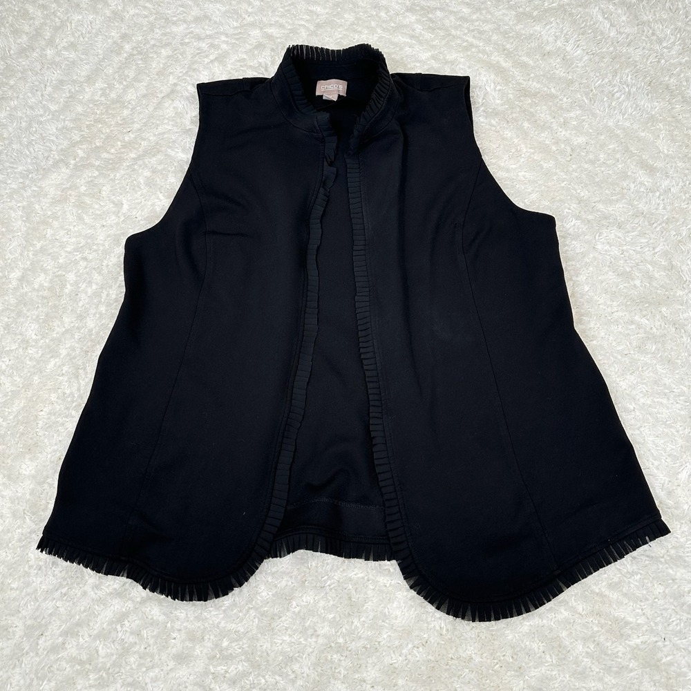 Chico's 3 Black Open Vest Whimsigoth Emo Dark Romance Hippie